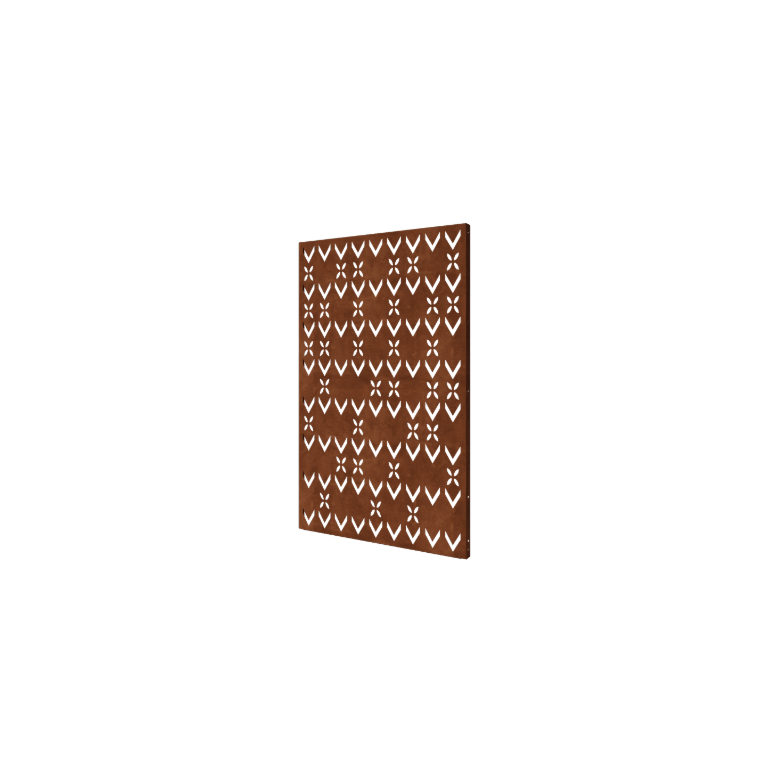 Pannello in acciaio corten con modello del tetto composizione 3 120 x 6 x 190 cm