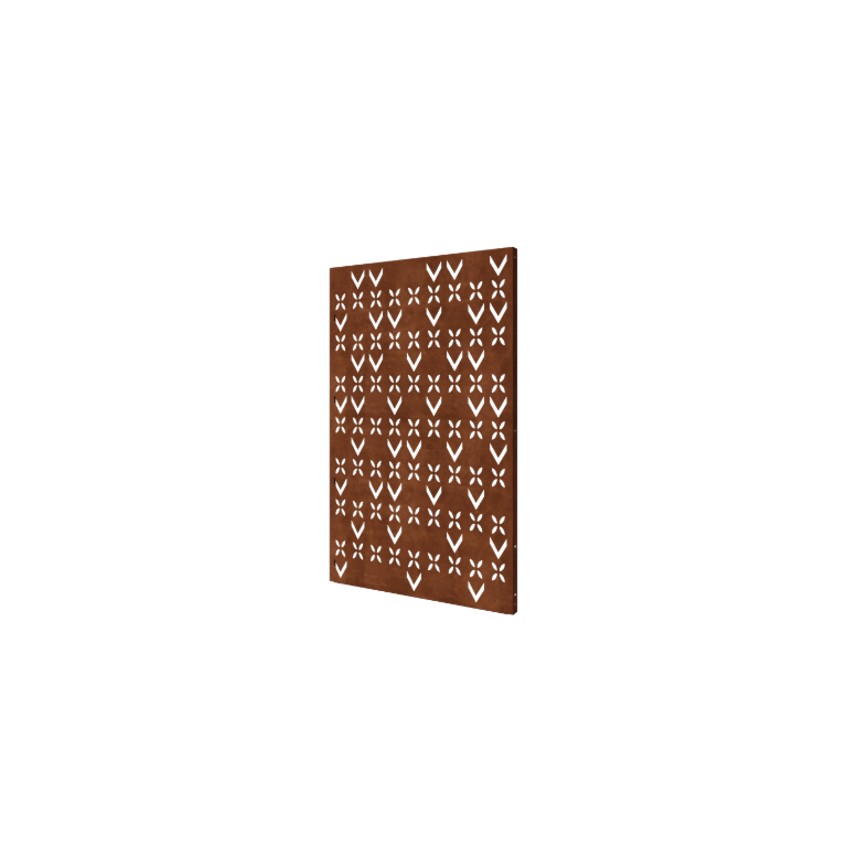 Pannello in acciaio corten con modello del tetto composizione 5 120 x 6 x 190 cm