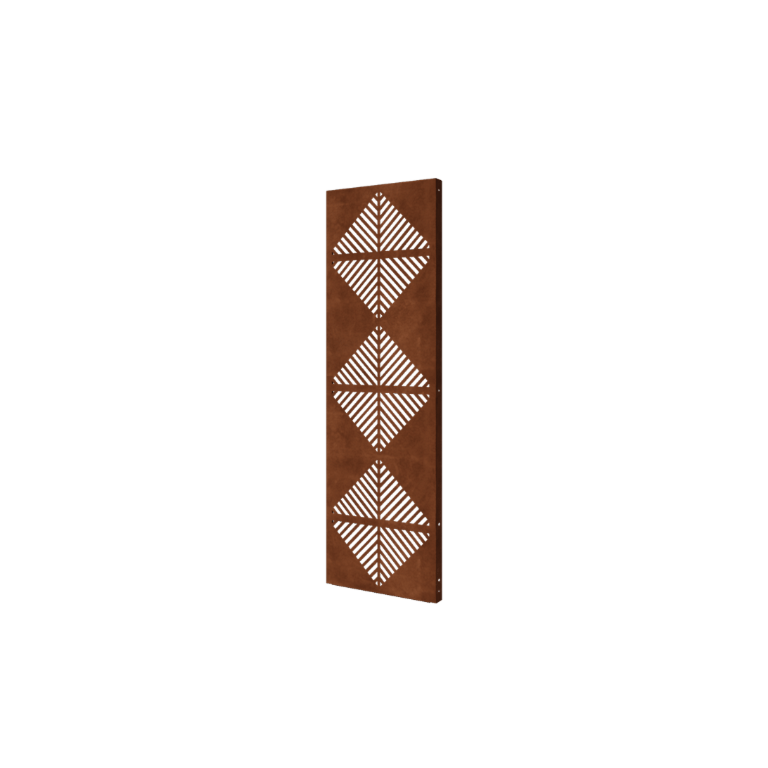 Pannello in acciaio corten con linee composizione 4 60 x 6 x 190 cm