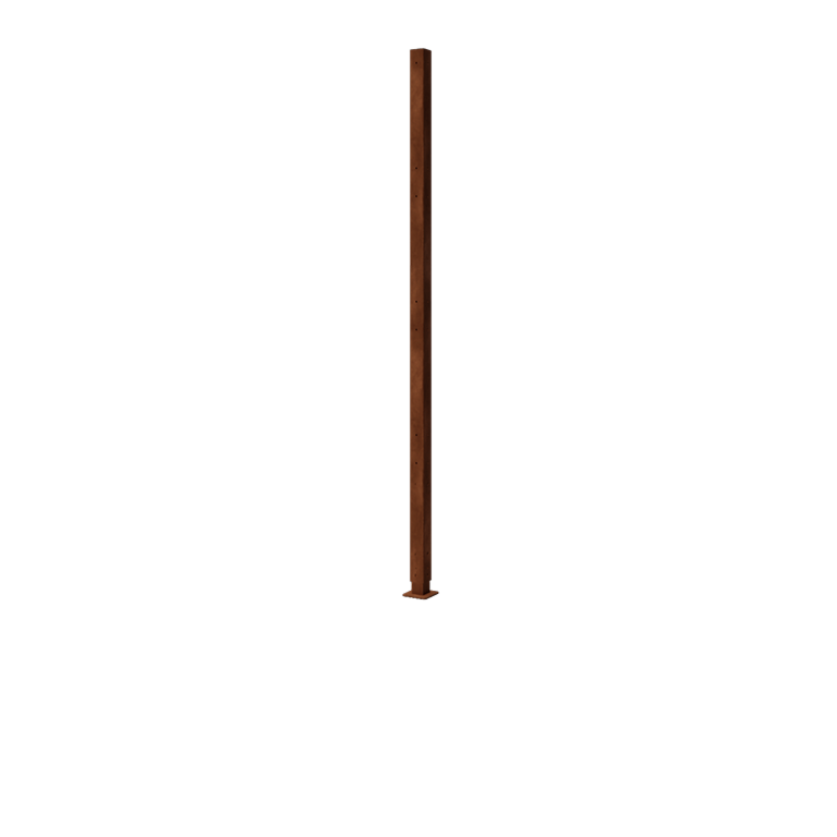 Palo in acciaio corten - Angolo con piastra di base - 190 x 6 x 6 cm