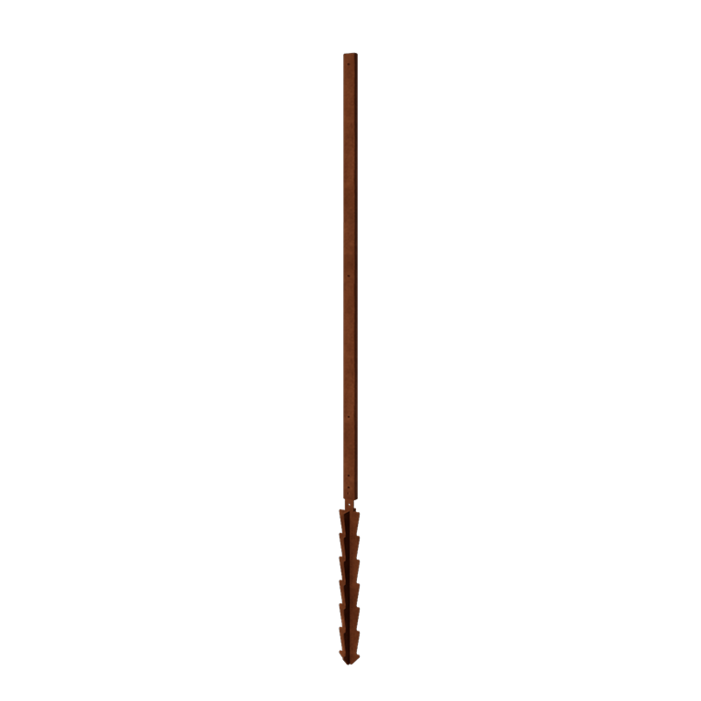 Palo in acciaio corten diritto con picchetto a terra 190 x 6 x 3 cm