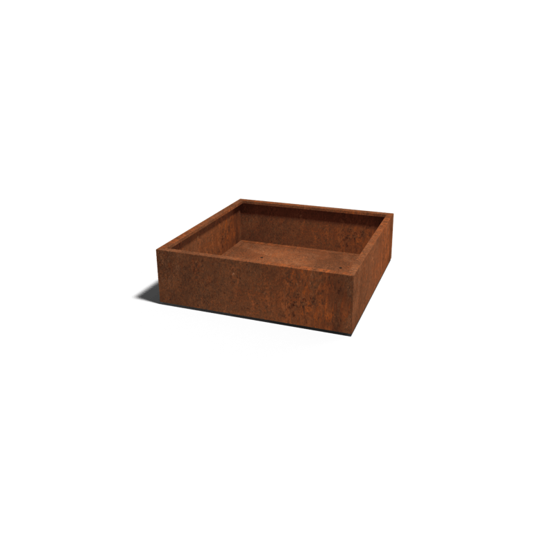 Fioriera in acciaio Corten saldata Montana 140 x 140 x 40 cm