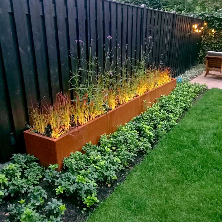 Fioriera in acciaio Corten Texas xxl 400 x 50 cm
