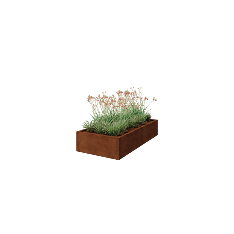Fioriera in acciaio corten - Rettangolo - 200 x 100 x 40 cm - Saldato - Senza piastra di base