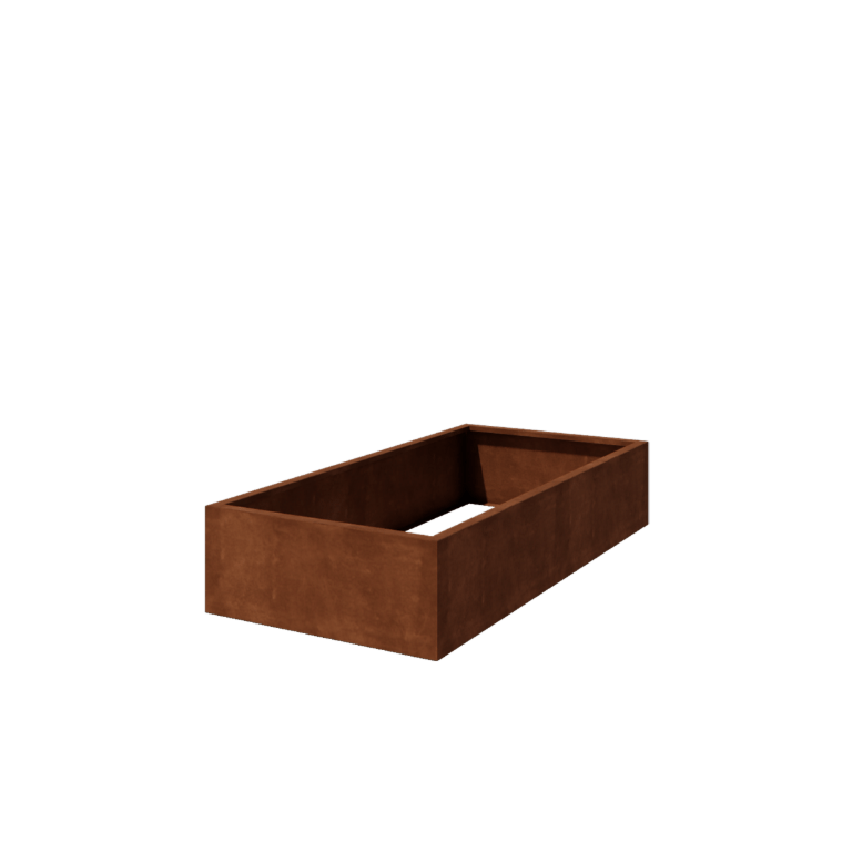 Fioriera in acciaio corten - Rettangolo - 200 x 100 x 40 cm - Saldato - Senza piastra di base