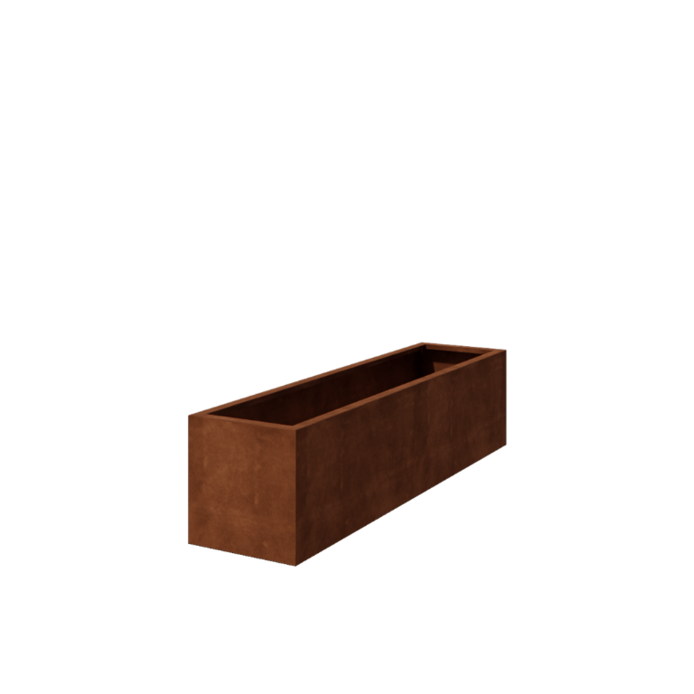 Fioriera in acciaio Corten saldata Montana 200 x 50 x 50 cm