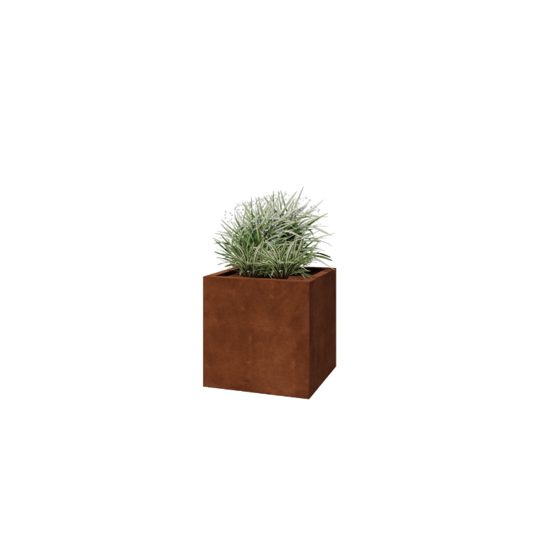 Fioriera in acciaio corten - Quadrato - 60 x 60 x 60 cm - Saldato - Con piastra di base