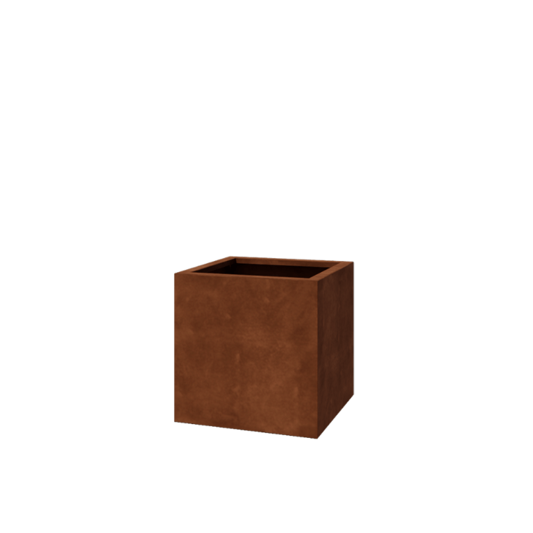Fioriera in acciaio corten - Quadrato - 60 x 60 x 60 cm - Saldato - Con piastra di base