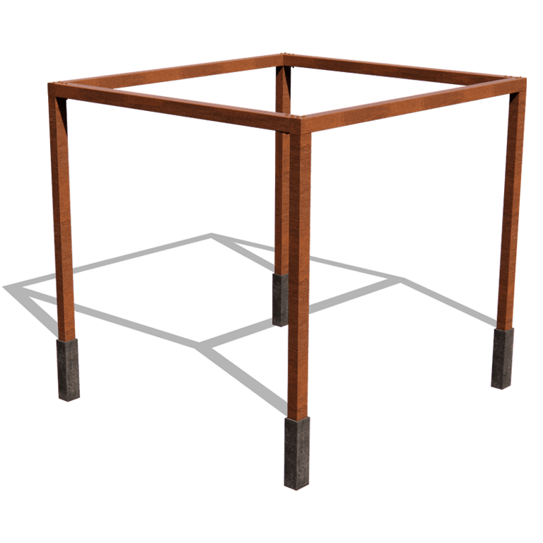 Pergola quadrata in acciaio corten 324 x 300 cm