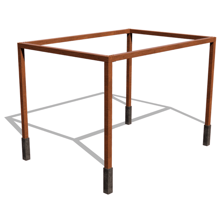 Pergola quadrata in acciaio corten 424 x 300 cm
