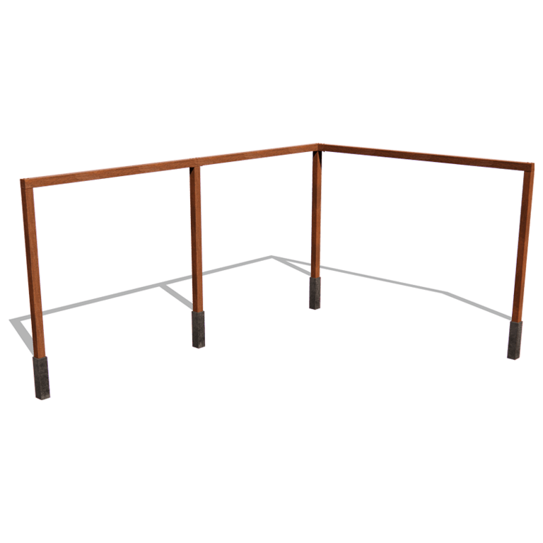 Pergola angolare in acciaio corten 600 x 412 cm