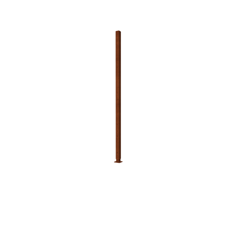 Recinzione in acciaio corten H palo ad angolo con piastra di base 190 x 6 x 6 cm