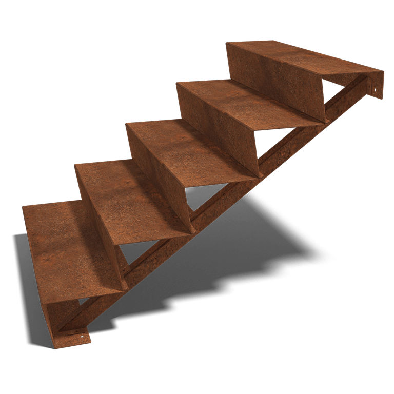 Scaletta in acciaio Corten New York con 5 gradini (larghezza 120 cm)