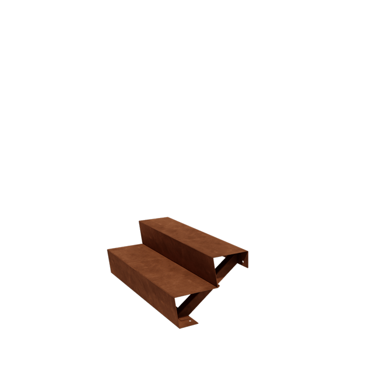 Scaletta in acciaio Corten New York con 2 gradini (larghezza 100 cm)