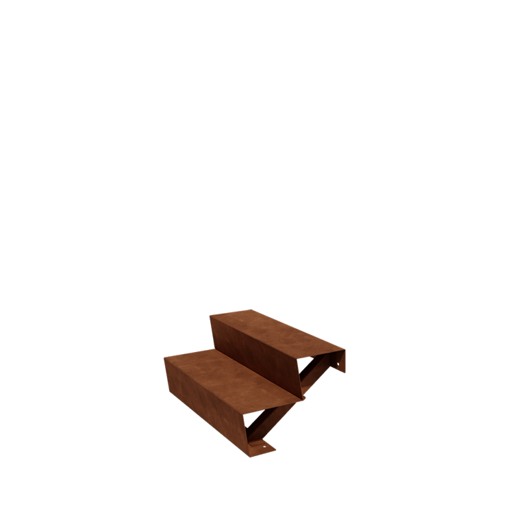 Scaletta in acciaio Corten New York con 2 gradini (larghezza 80 cm)