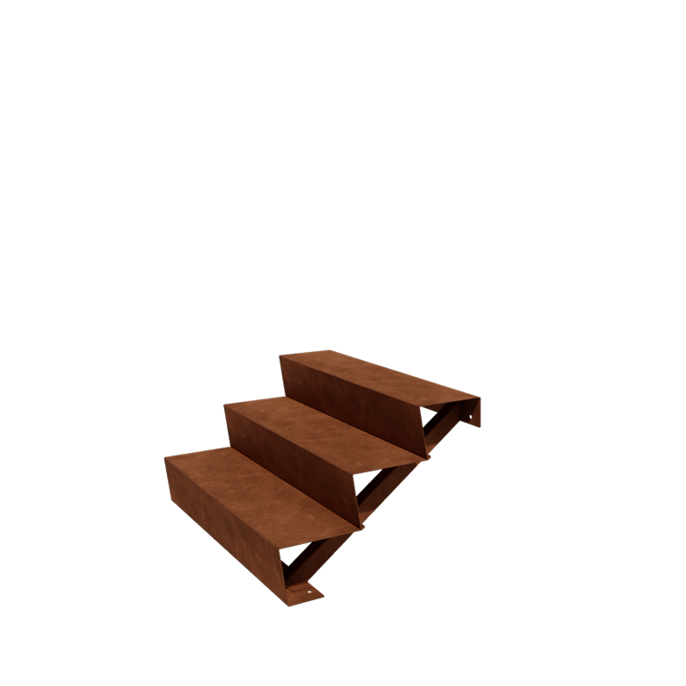 Scaletta in acciaio Corten New York con 3 gradini (larghezza 100 cm)