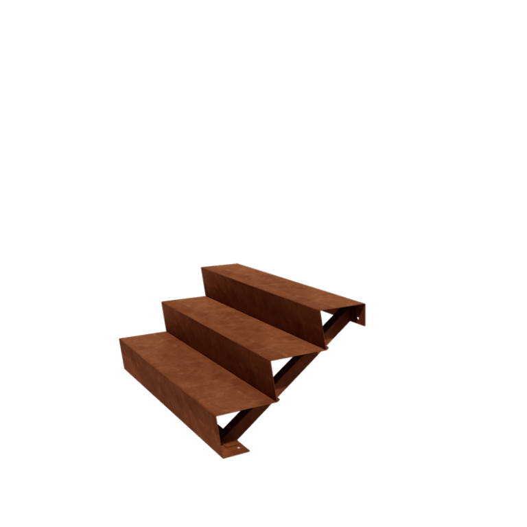 Scala da giardino in acciaio corten - 3-gradinie - 48 x 120 x 51 cm