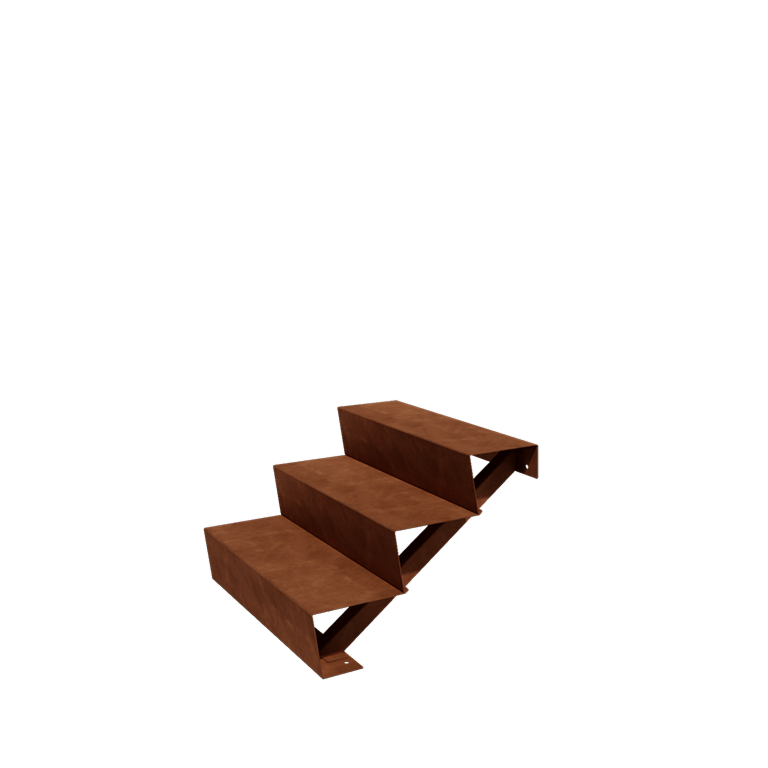 Scaletta in acciaio Corten New York con 3 gradini (larghezza 80 cm)