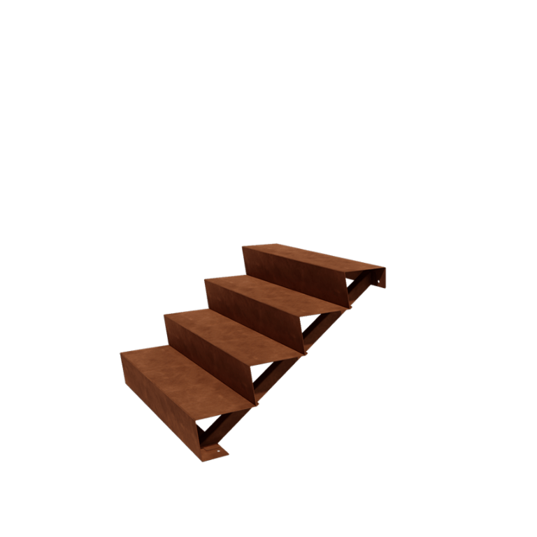 Scaletta in acciaio Corten New York con 4 gradini (larghezza 100 cm)