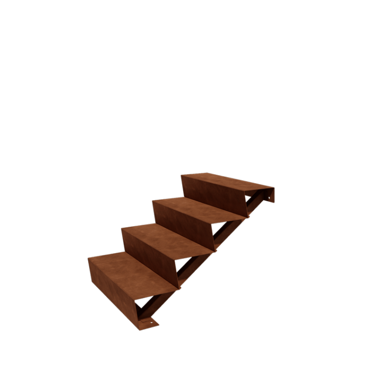 Scaletta in acciaio Corten New York con 4 gradini (larghezza 80 cm)