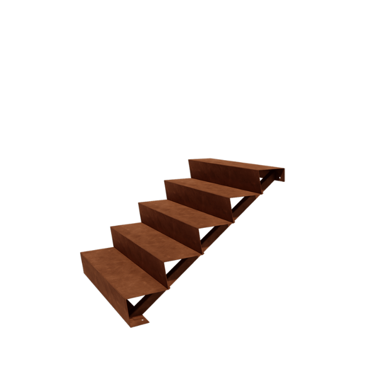 Scala da giardino in acciaio corten - 5-gradinie - 48 x 100 x 85 cm
