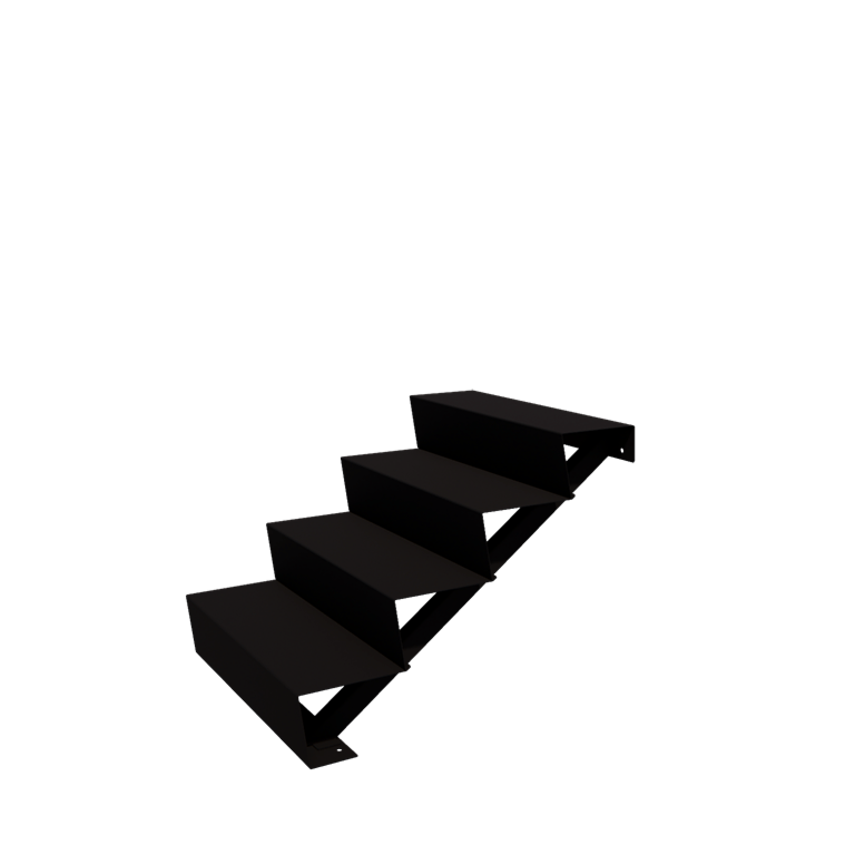 Scala da giardino in acciaio - 4-gradinie - 96 x 80 x 68 cm - RAL9005 opaco (nero)