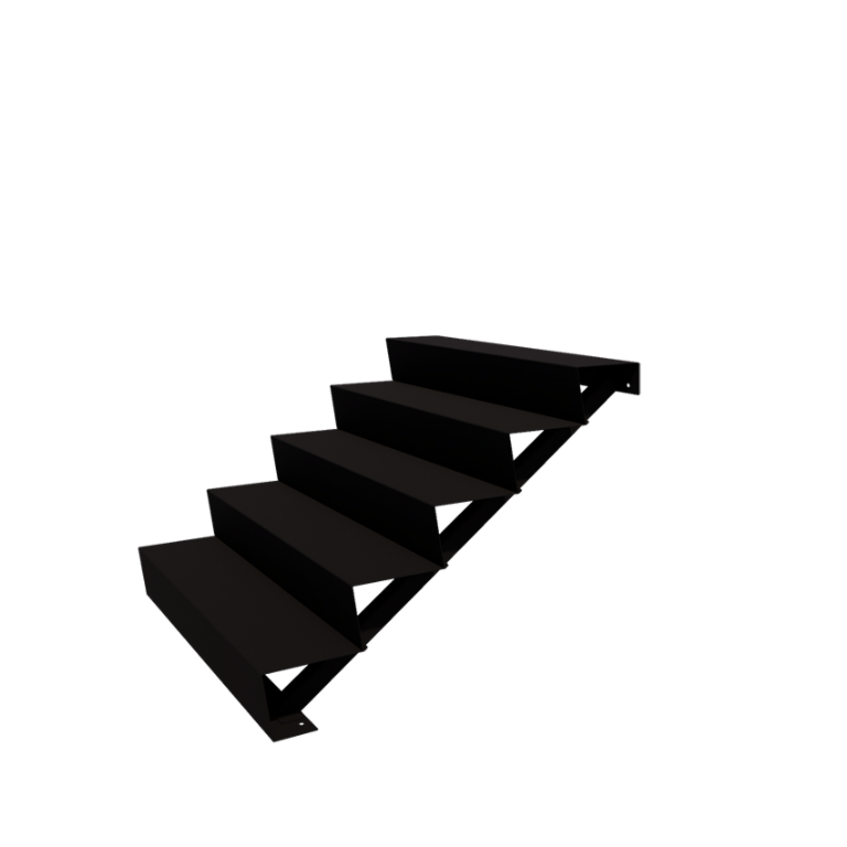 Scala da giardino in acciaio - 5-gradinie - 120 x 120 x 85 cm - RAL9005 opaco (nero)