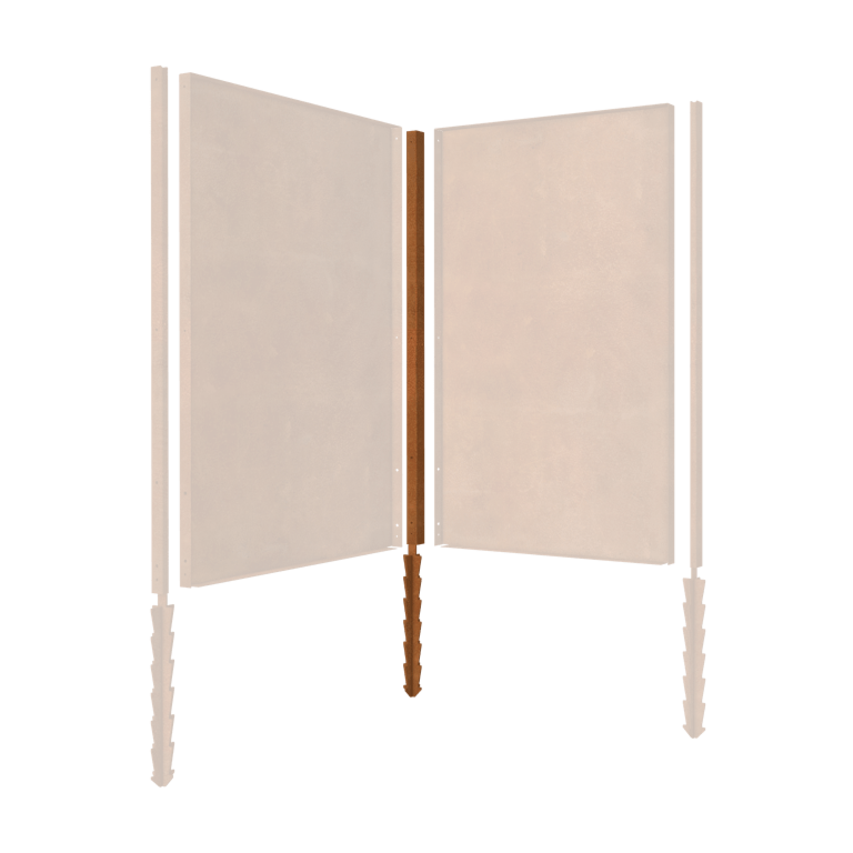 Palo in acciaio corten ad angolo con picchetto a terra 190 x 6 x 3 cm
