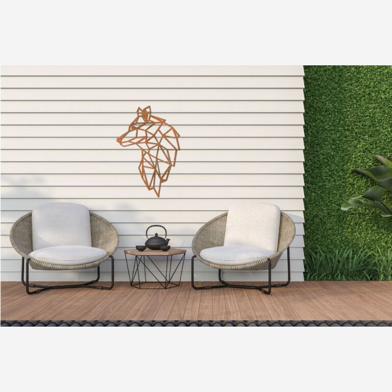 Decorazione da parete in acciaio Corten Wolf 1.0