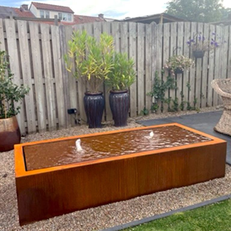 Specchio d'acqua in acciaio Corten 200 x 80 x 40 cm