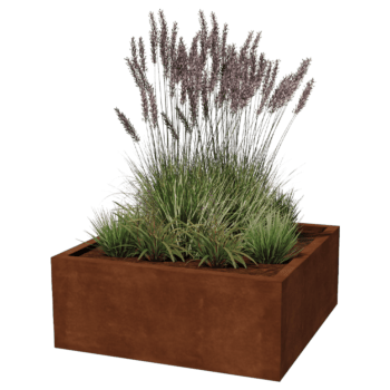 Fioriera in acciaio Corten saldata Montana 100 x 100 x 40 cm