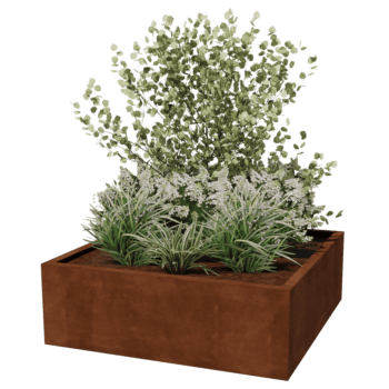 Fioriera in acciaio Corten saldata Montana 120 x 120 x 40 cm
