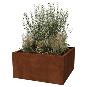Fioriera in acciaio Corten saldata Montana 120 x 120 x 60 cm