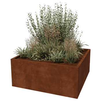 Fioriera in acciaio Corten saldata Montana 140 x 140 x 60 cm