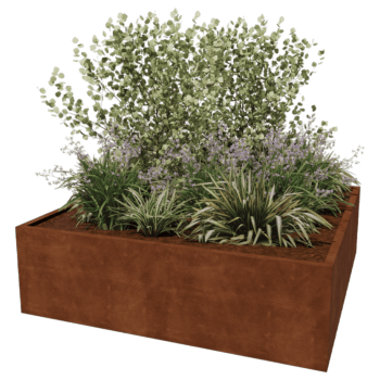 Fioriera in acciaio Corten saldata Montana 200 x 200 x 60 cm