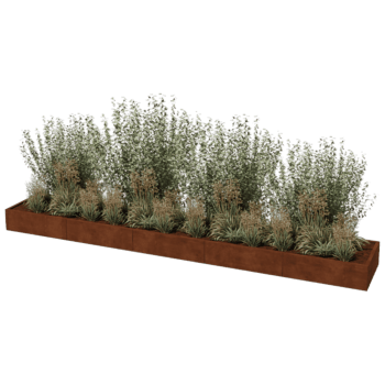 Fioriera in acciaio Corten Texas xxl 500 x 80 cm