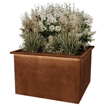 Fioriera in acciaio Corten saldata Alabama con LED 120 x 120 x 80 cm