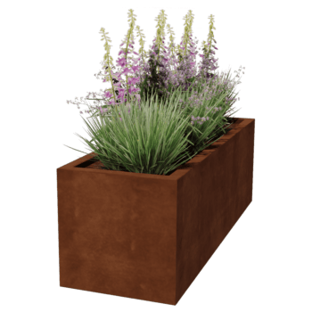 Fioriera in acciaio Corten saldata Montana 150 x 50 x 50 cm