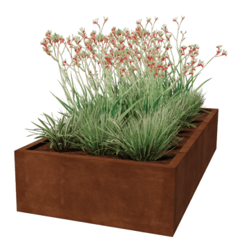Fioriera in acciaio Corten saldata Montana 200 x 100 x 40 cm