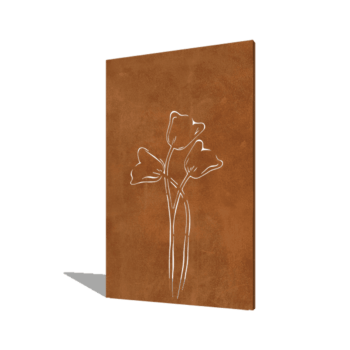 Pannello in acciaio corten con tulipano simmetrico 120 x 6 x 190 cm