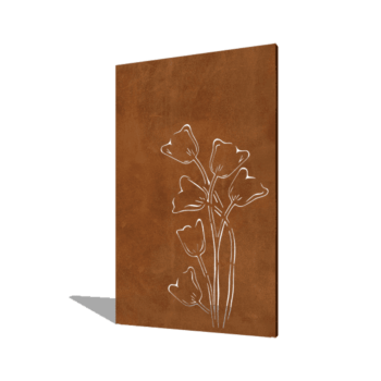 Pannello in acciaio corten con tulipano a-simmetrico 120 x 6 x 190 cm
