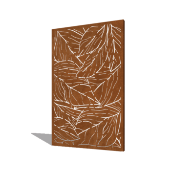 Pannello in acciaio corten con foglie 120 x 6 x 190 cm