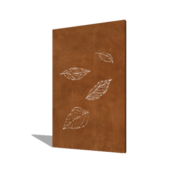 Pannello in acciaio corten con foglie cadenti 2 120 x 6 x 190 cm