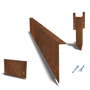 Bordura con bordi ripiegati in acciaio Corten 12 cm - set completo per 15 metri
