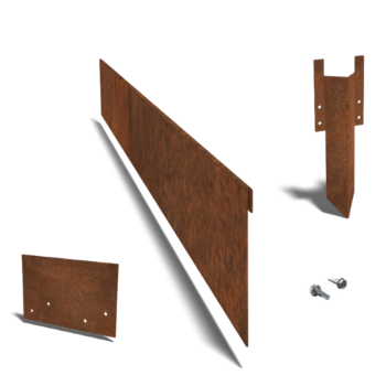 Bordura appiattita in acciaio Corten 13 cm - set completo per 15 metri