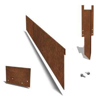 Bordura appiattita in acciaio Corten 23 cm - set completo per 24 metri