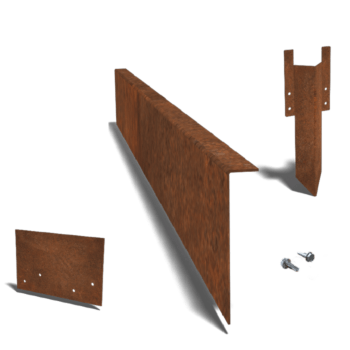 Bordura con bordi ripiegati in acciaio Corten 12 cm - set completo per 15 metri