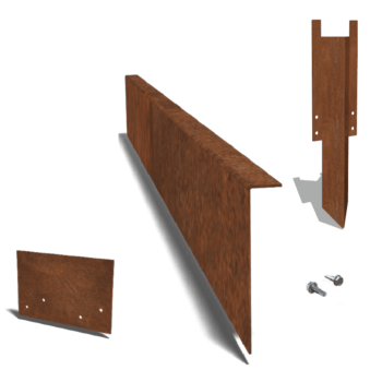 Bordura con bordi ripiegati in acciaio Corten 22 cm - set completo per 15 metri