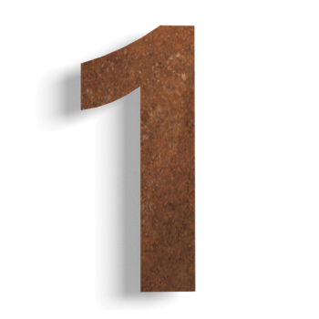 Numero civico in acciaio Corten 0 15 cm