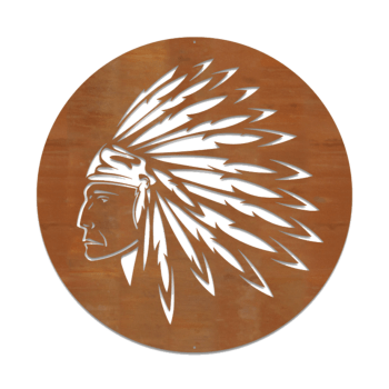 Decorazione da parete in acciaio Corten Nativo Americano